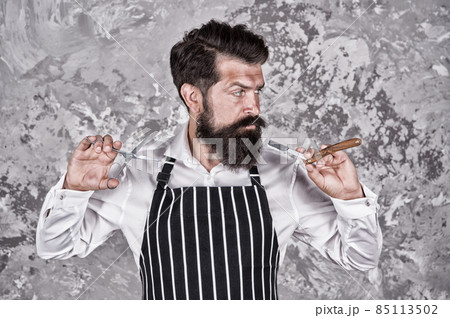 Facial hair. Bearded barber shaving. Grooming beard Facial hair. Bearded barber shaving. Grooming beard 85113502