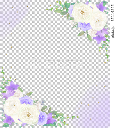 美しい白いバラの花と紫色の花の招待状縦水彩画風フレームベクターイラスト素材 美しい白いバラの花と紫色の花の招待状縦水彩画風フレームベクターイラスト素材 85114225