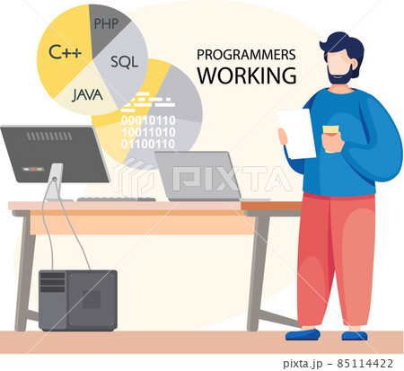 Programmer engineering and coding. Programmer…のイラスト素材 [85114422] - PIXTA