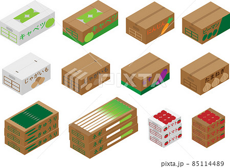 アイソメトリックな野菜の段ボール 85114489