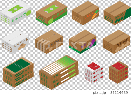 アイソメトリックな野菜の段ボール 85114489