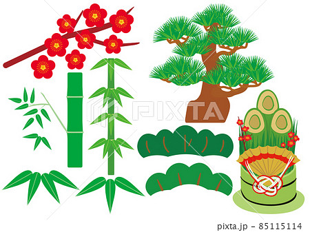 松竹梅と門松の和風イラスト 85115114