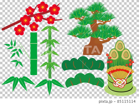 松竹梅和門鬆的日式插畫 松竹梅和門鬆的日式插畫 85115114