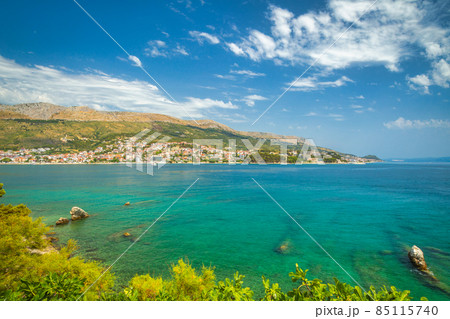 Adriatic coast with Podstrana village near of Split town. 85115740