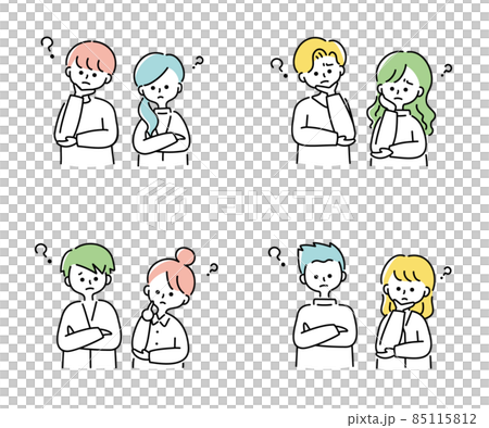 Illustration set of thinking couple Illustration set of thinking couple 85115812