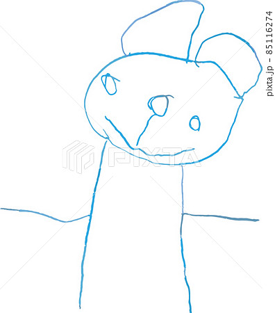 子供が描いた動物 パンダのイラスト素材