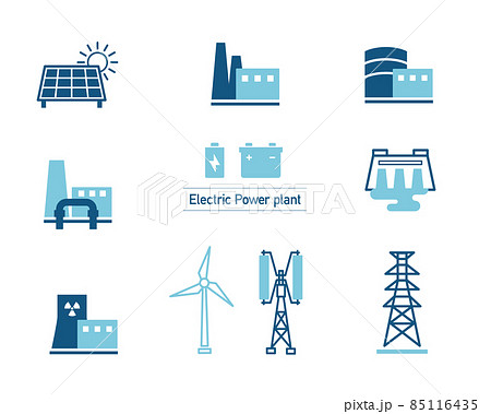 環境アイコン　発電所セット　電気　エネルギー　SDGs 85116435