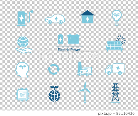 環境アイコン　電力セット　エネルギー　SDGs 85116436