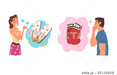 Man and Woman Thought and Need in Cloud Vector Set Man and Woman Thought and Need in Cloud Vector Set 85116838
