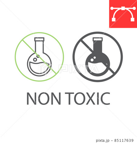 Non toxic line and glyph icon, product and natural, chemicals free vector icon, vector graphics, editable stroke outline sign, eps 10. 85117639