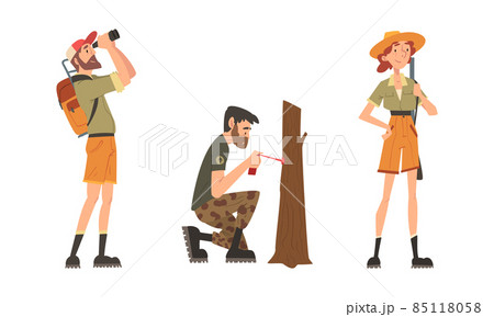 Man and Woman Forest Ranger in Uniform at National Park Protecting and Preserving Tree Vector Set Man and Woman Forest Ranger in Uniform at National Park Protecting and Preserving Tree Vector Set 85118058