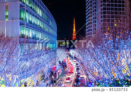 東京 六本木 けやき坂イルミネーションと東京タワー 東京 六本木 けやき坂イルミネーションと東京タワー 85120733