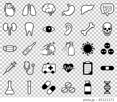 シンプルな医療アイコンセットのイラスト素材