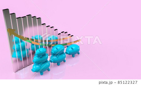 The blue piggy bank and silver chart for saving or business concept 3d rendering 85122327