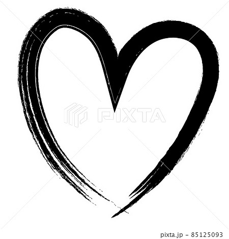 ハート 和風 筆ブラシ イラストのイラスト素材