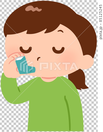 A girl using an inhaler A girl using an inhaler 85125245