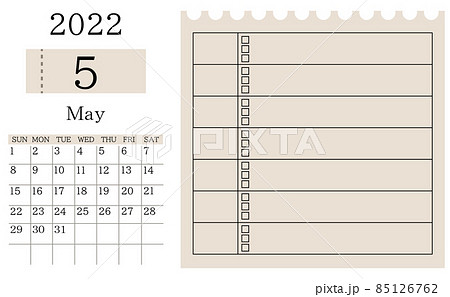 22年5月カレンダーと表のイラスト素材