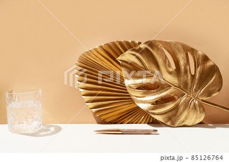 Golden leaves styled stock scene 85126764