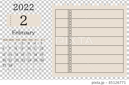 2022年2月カレンダーと表 85126771