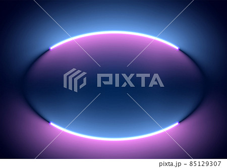 Neon illumination background. Abstract 80s or synthwave styled backdrop with blue and purple lamp on the wallpaper. 85129307