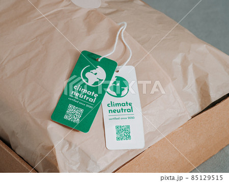 Climate neutral and carbon label concept 85129515