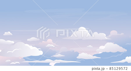 Vector pink sky clouds. Anime clean style. Vector evening sky clouds. Sunset. 85129572