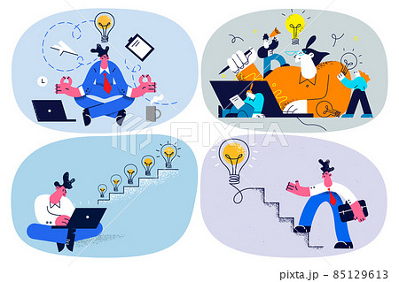 Set of businesspeople develop generate ideas and solving problems 85129613