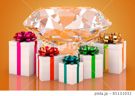 Diamond with gifts, 3D rendering Diamond with gifts, 3D rendering 85131032