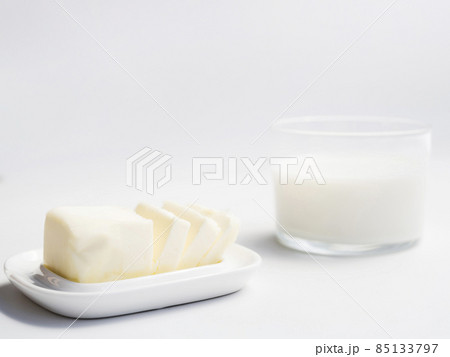 glass milk butter. High quality photo 85133797