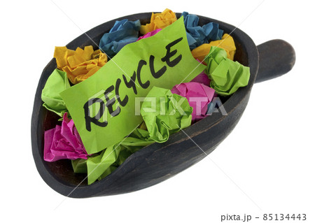 recycle - scoop od colorful crumbled paper recycle - scoop od colorful crumbled paper 85134443
