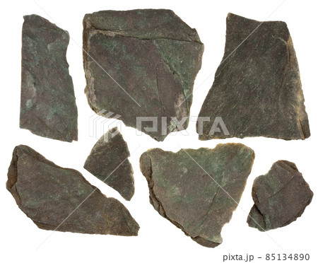 pieces of slate rock with red and green tint 85134890