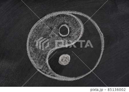 yin and yang symbol on a blackboard yin and yang symbol on a blackboard 85136002