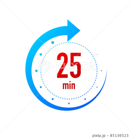25 minute clocks arrows. Work time effect or delivery service time icons. White background. Vector illustration. 25 minute clocks arrows. Work time effect or delivery service time icons. White background. Vector illustration. 85136523