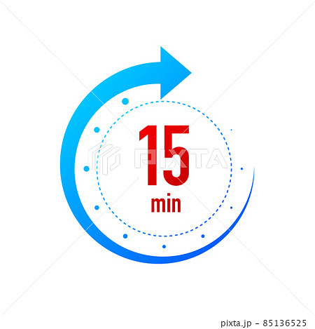 15 minute clocks arrows. Work time effect or delivery service time icons. White background. Vector illustration. 15 minute clocks arrows. Work time effect or delivery service time icons. White background. Vector illustration. 85136525