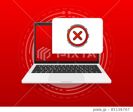 Not Verification message. Envelope with not confirmed sign on screen computer. Vector illustration. 85136707