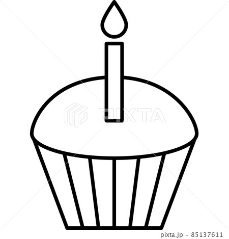 Cupcake Candle Outline Icon Vector 85137611