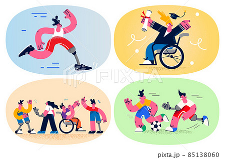 Set of people with disabilities living full lives Set of people with disabilities living full lives 85138060