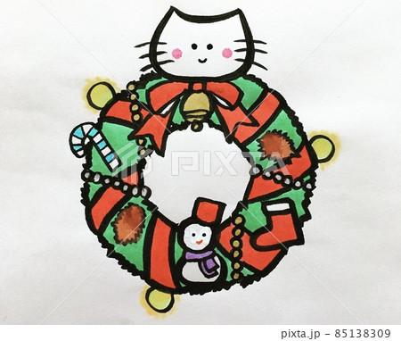 猫クリスマスリース 猫クリスマスリース 85138309
