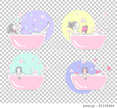Illustration material of a woman taking a bath Illustration material of a woman taking a bath 85138464