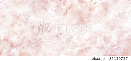春の油絵抽象背景）ドライなテクスチャのピンクと白の横長バナー　ラフな筆跡　ナチュラル　かすれ　アート 85139737
