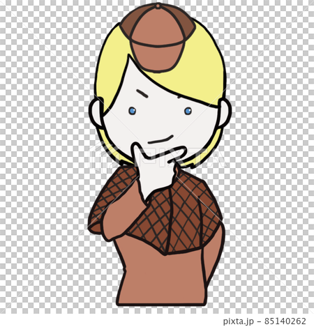 顎に手を当ててかっこつける中年の探偵（女3） 85140262