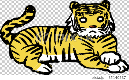 ちょっとリアルな手書きの虎 年賀状 寅年のイラスト素材