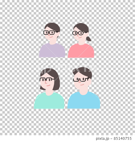 戴眼鏡的家庭插畫素材 85140755