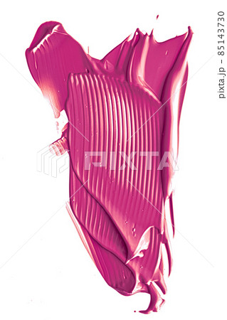 Purple beauty cosmetic texture isolated on white background, smudged makeup emulsion cream smear or foundation smudge, cosmetics product and paint strokes 85143730