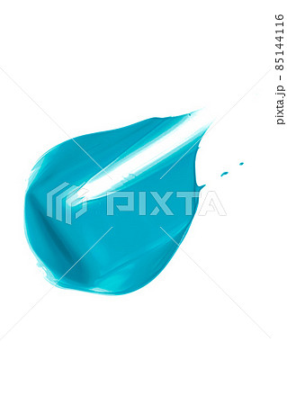 Mint blue beauty cosmetic texture isolated on white background, smudged makeup smear or cosmetics product smudge, paint brush strokes 85144116