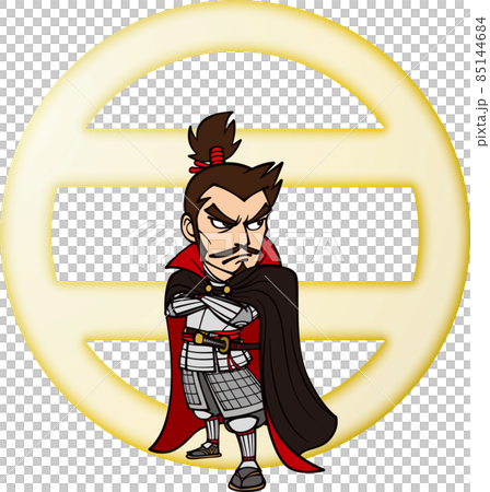 Nobunaga Oda thinking with his arms folded [3 heads and family crests] 85144684