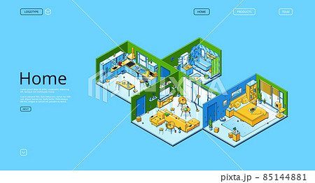 Home isometric landing page with apartment design 85144881