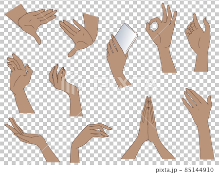 Female hand illustration set ② brown 85144910