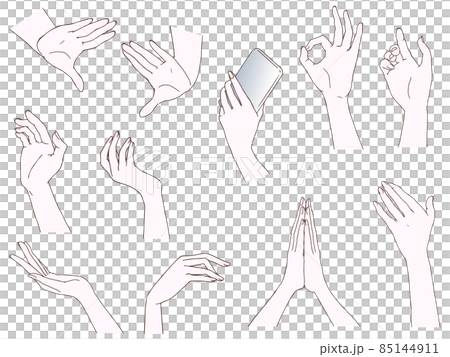 Illustration set of female hands ② 85144911