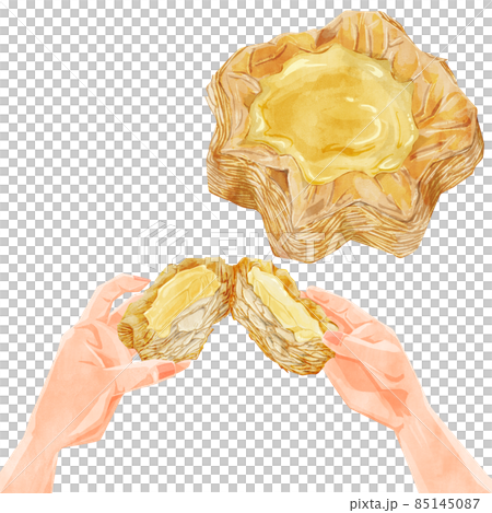 蛋奶丹麥糕點手繪水彩風格插圖 85145087